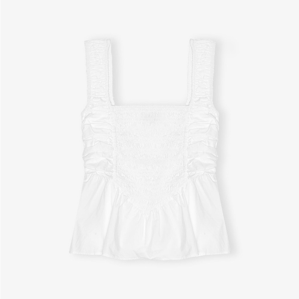 GANNI White Cotton Poplin Smock Tank 36